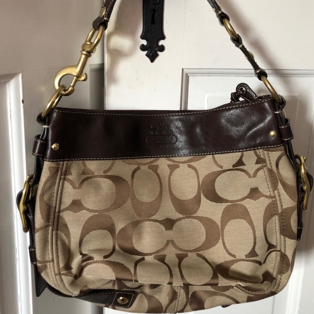 Coach "C" Emblem Handbag in light brown